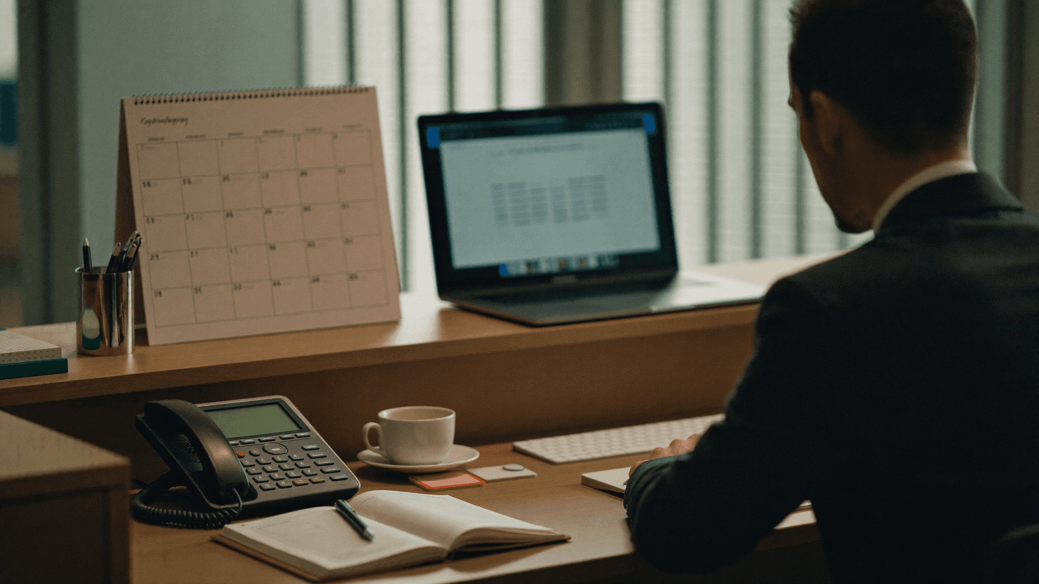 Reception workspace handling client intake calls and consultations
